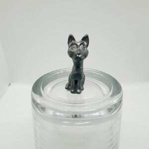 Vintage Pewter Mini Bog Eyed Cat Sitting Metal Familiar Witchy